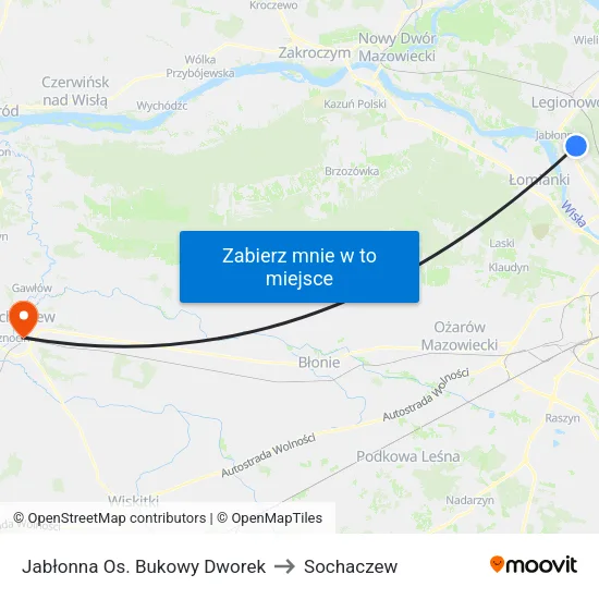 Jabłonna Os. Bukowy Dworek to Sochaczew map