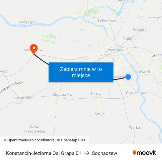 Konstancin-Jeziorna Os. Grapa 01 to Sochaczew map