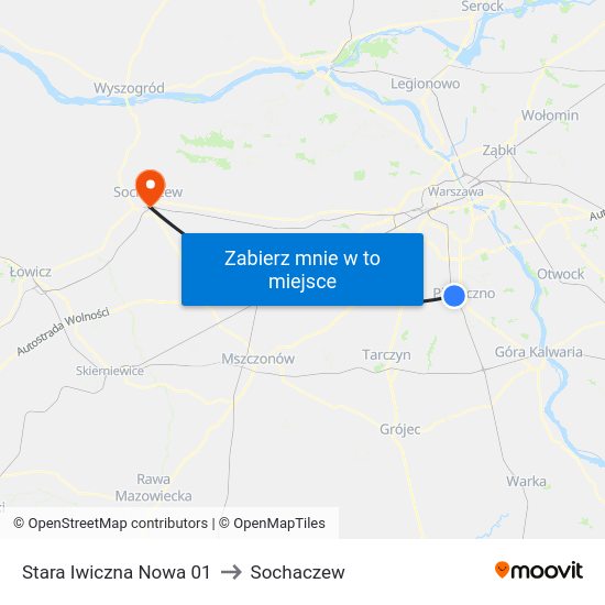 Stara Iwiczna Nowa to Sochaczew map