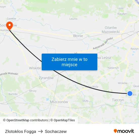 Złotokłos Fogga to Sochaczew map