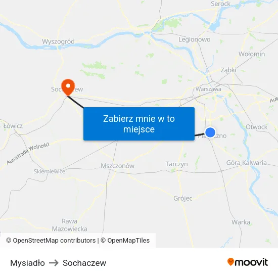 Mysiadło to Sochaczew map