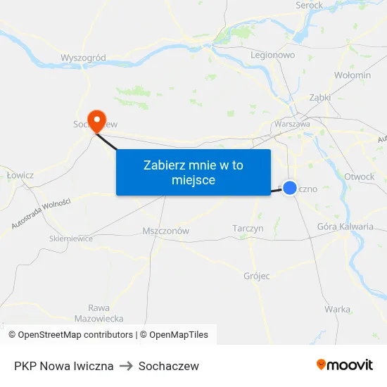 PKP Nowa Iwiczna to Sochaczew map