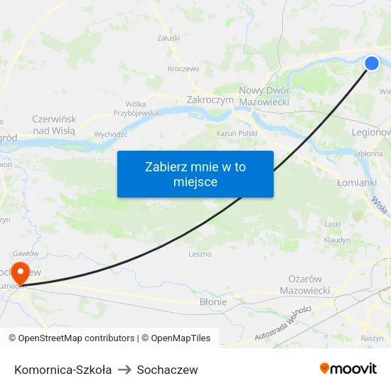 Komornica - Szkoła to Sochaczew map