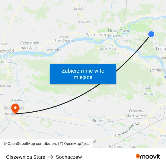 Olszewnica Stara to Sochaczew map