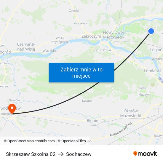 Skrzeszew Szkolna 02 to Sochaczew map