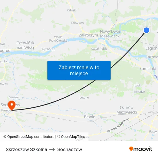 Skrzeszew Szkolna to Sochaczew map