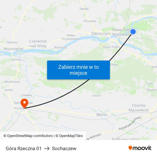 Góra Rzeczna to Sochaczew map