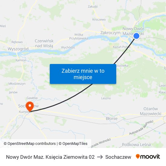 Nowy Dwór Maz. Księcia Ziemowita 02 to Sochaczew map