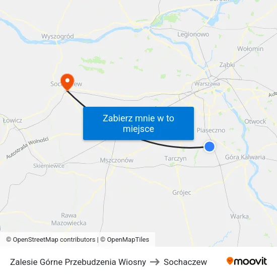 Zalesie Górne Przebudzenia Wiosny to Sochaczew map