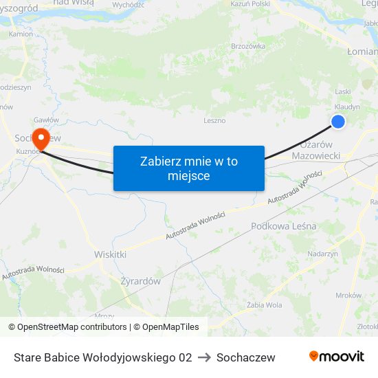 Stare Babice Wołodyjowskiego 02 to Sochaczew map