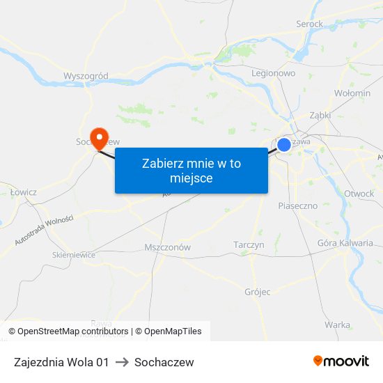 Zajezdnia Wola 01 to Sochaczew map