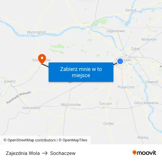 Zajezdnia Wola to Sochaczew map