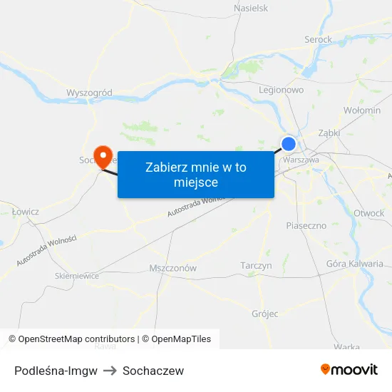 Podleśna - IMGW to Sochaczew map