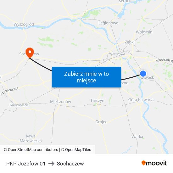 PKP Józefów to Sochaczew map