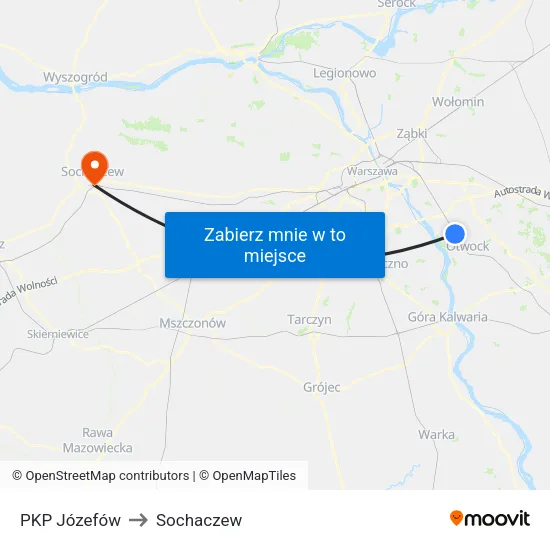PKP Józefów to Sochaczew map