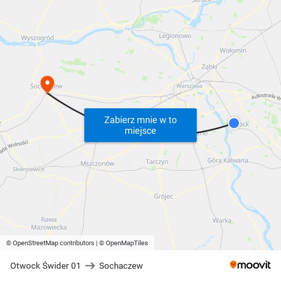 Otwock Świder 01 to Sochaczew map