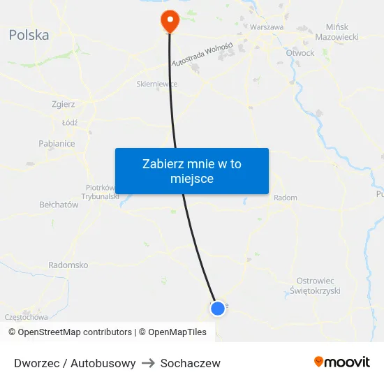 Dworzec / Autobusowy to Sochaczew map