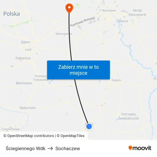Ściegiennego Wdk to Sochaczew map