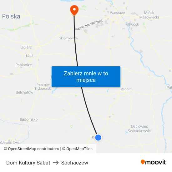 Dom Kultury Sabat to Sochaczew map