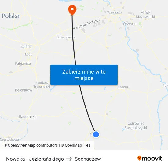 Nowaka - Jeziorańskiego to Sochaczew map