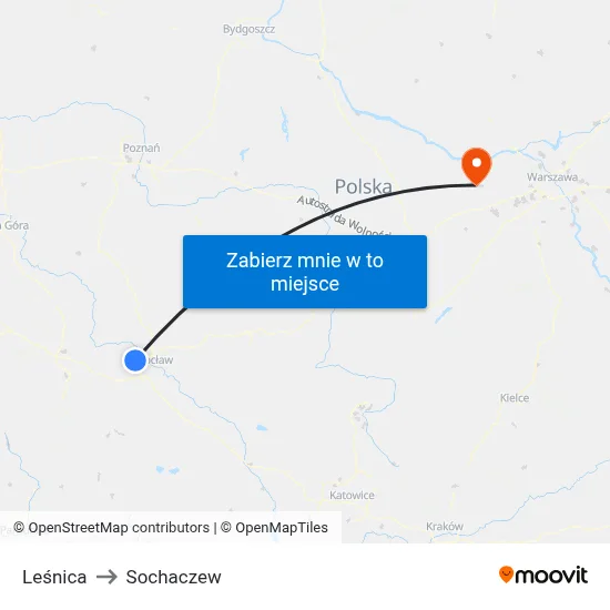 Leśnica to Sochaczew map