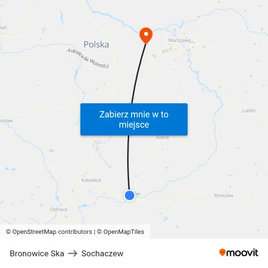 Bronowice Ska to Sochaczew map