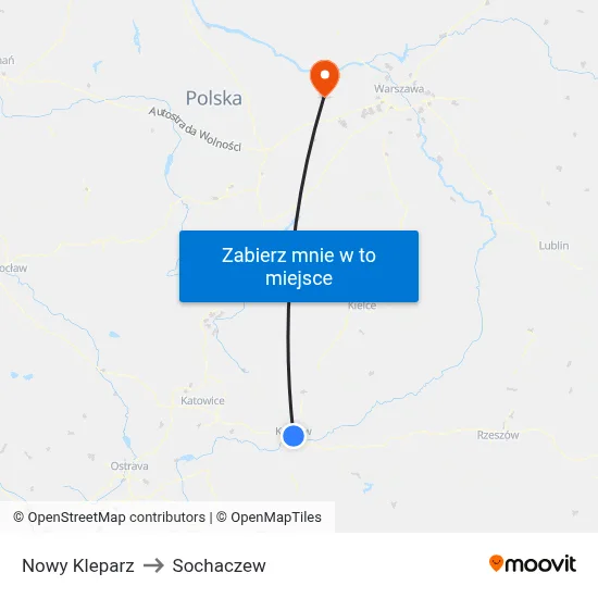 Nowy Kleparz to Sochaczew map