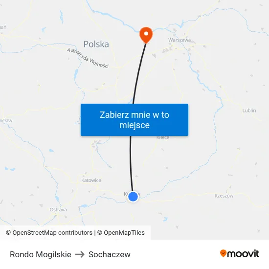 Rondo Mogilskie to Sochaczew map