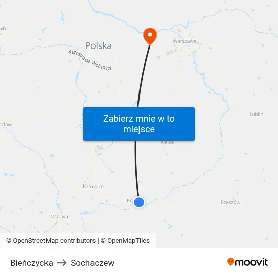 Bieńczycka to Sochaczew map