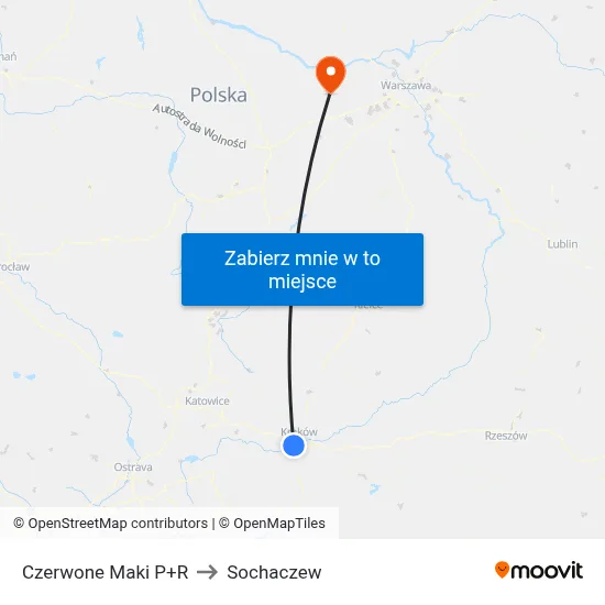 Czerwone Maki P+R to Sochaczew map