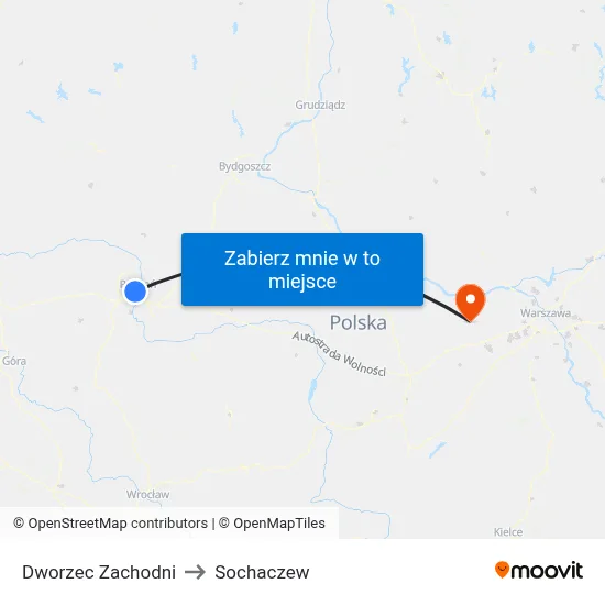 Dworzec Zachodni to Sochaczew map