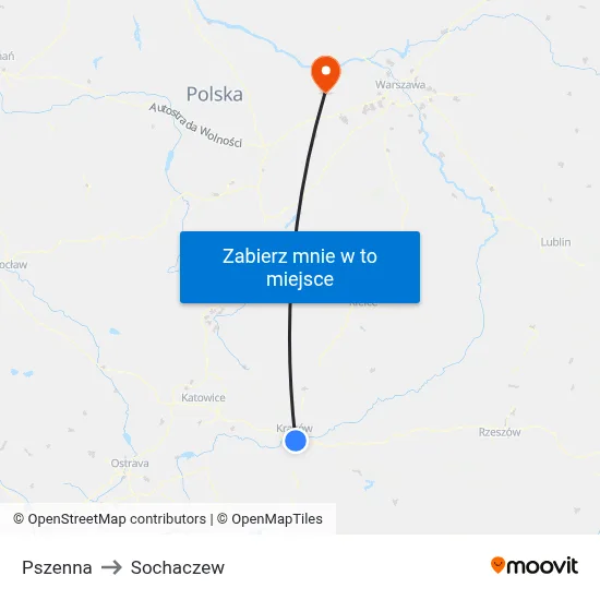 Pszenna to Sochaczew map
