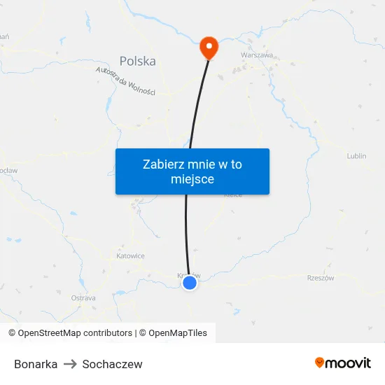 Bonarka to Sochaczew map