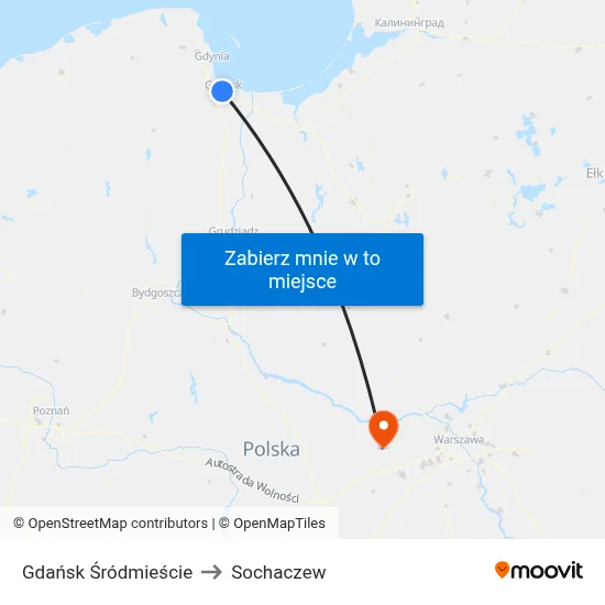 Gdańsk Śródmieście to Sochaczew map