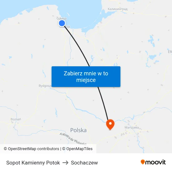 Sopot Kamienny Potok to Sochaczew map