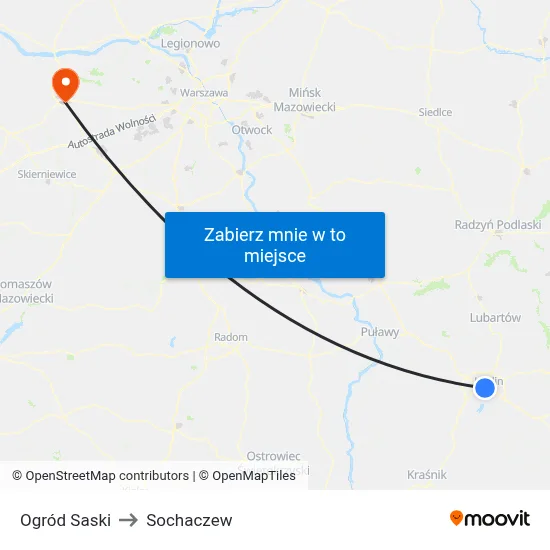 Ogród Saski to Sochaczew map