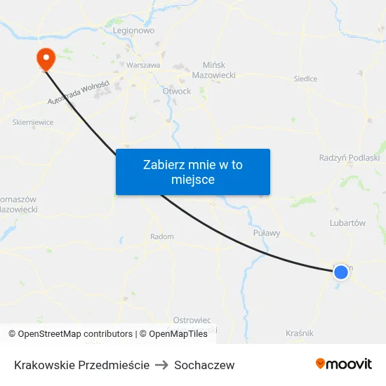 Krakowskie Przedmieście to Sochaczew map