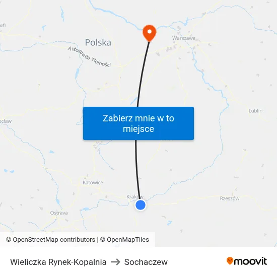 Wieliczka Rynek-Kopalnia to Sochaczew map