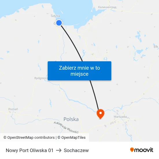 Nowy Port Oliwska 01 to Sochaczew map