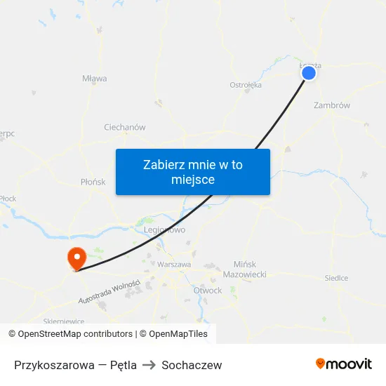 Przykoszarowa — Pętla to Sochaczew map