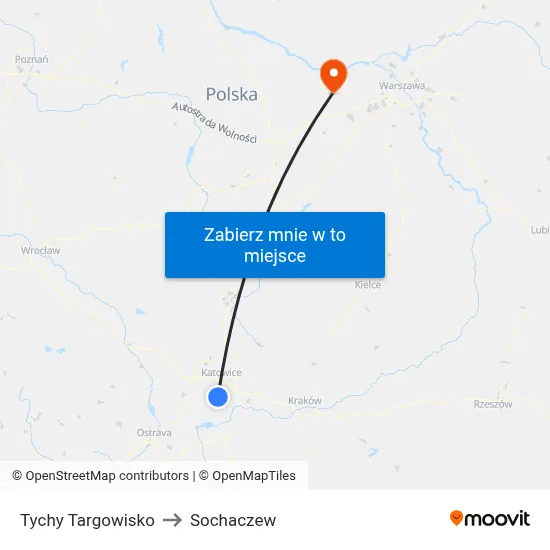 Tychy Targowisko to Sochaczew map
