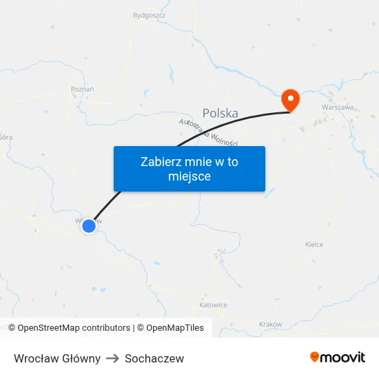 Wrocław Główny to Sochaczew map