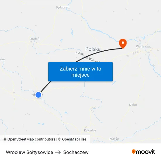 Wrocław Sołtysowice to Sochaczew map