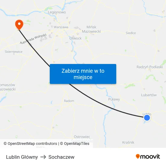Lublin Główny to Sochaczew map