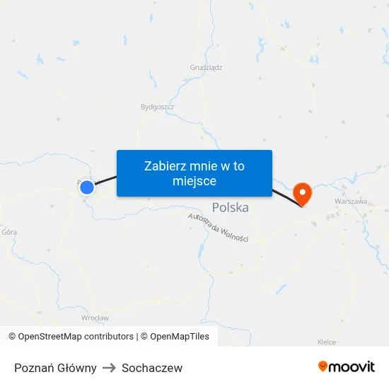 Poznań Główny to Sochaczew map
