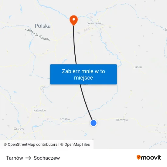 Tarnów to Sochaczew map