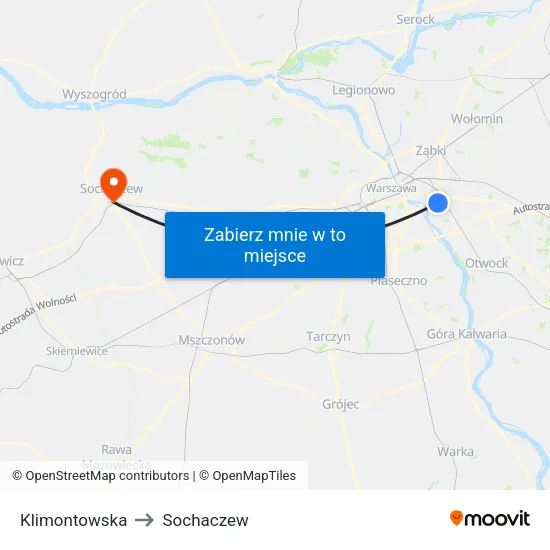 Klimontowska to Sochaczew map