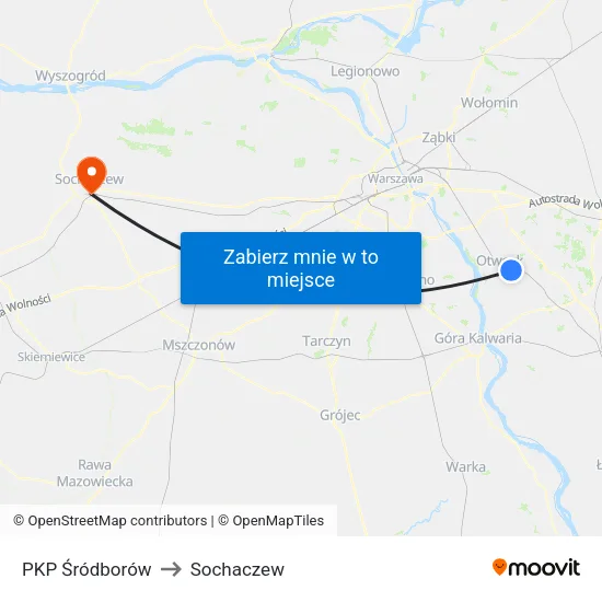 PKP Śródborów to Sochaczew map