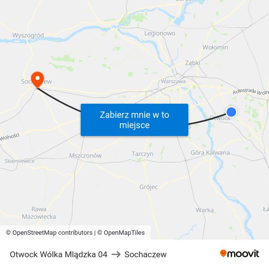 Otwock Wólka Mlądzka 04 to Sochaczew map