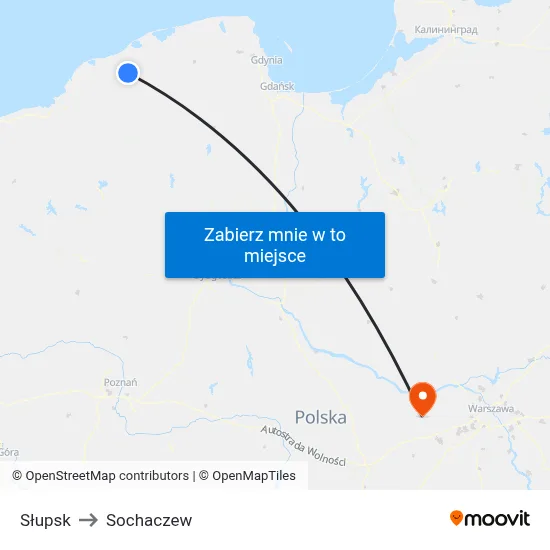 Słupsk to Sochaczew map